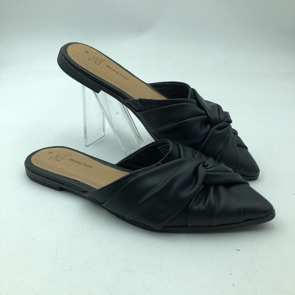 SZ 8 Women's Black Slip On Shoes Flats Slip on Footwear Time & Tru